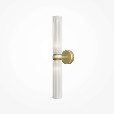 Gold Wall Sconce, 2 Frosted White Ribbed Glass Shades, 2× G9 3.5 W – Antique