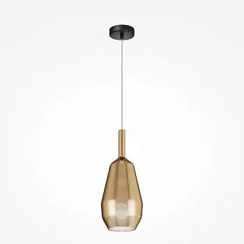 Pendant lamp Mirrored Gold Geometric Glass Shade, Opal Glass Inner Shade & Black Metal Base – Duality | Maytoni