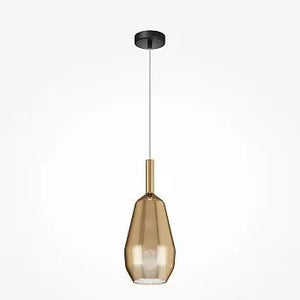 Pendant lamp Mirrored Gold Geometric Glass Shade, Opal Glass Inner Shade & Black Metal Base – Duality | Maytoni