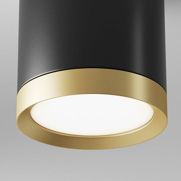 Deckenleuchte aus schwarzem Aluminium mit goldener Zierleiste und mattem Diffusor – Hoop | Maytoni - Esszett Luxury | Stilvolles Wohnen mit Charakter