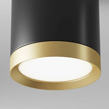 Black aluminum ceiling light with golden trim and matte diffuser - Hoop | Maytoni
