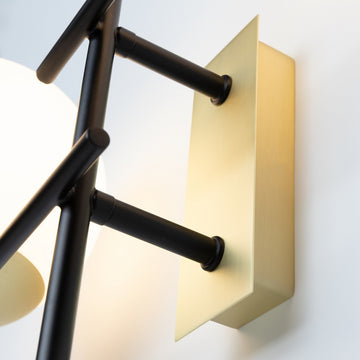 Wall light with black and gold finish and white opal glass shade – Nostalgia | Maytoni