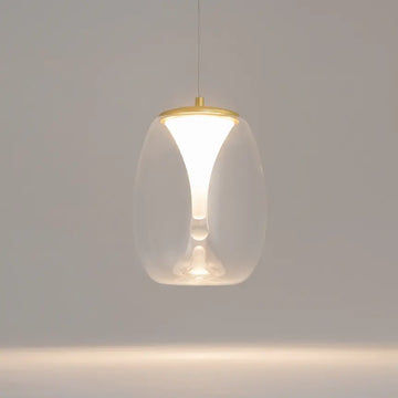 Pendelleuchte – Goldfarbenes Aluminium, Klarer Glasschirm, 7 W Leistung, IP20 Schutzart, Ø20 cm - Splash | Maytoni