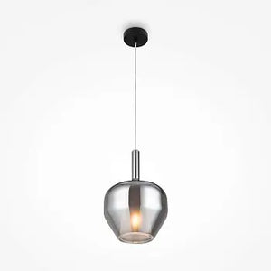 Pendant lamp with smoke-colored mirrored double shades, black metal base and dimmable LED – Duality | Maytoni