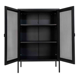 Display Cabinet – Steel Material, Mesh Doors, Black Colour, Industrial Airy – Melbourne | House Nordic