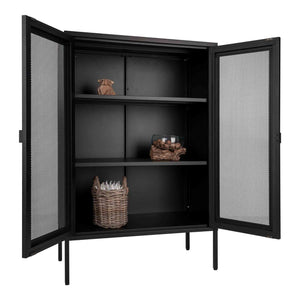 Display Cabinet – Steel Material, Mesh Doors, Black Colour, Industrial Airy – Melbourne | House Nordic