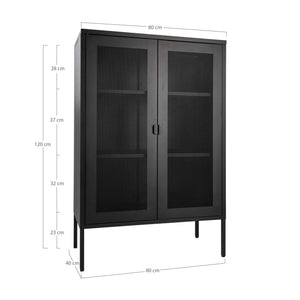 Display Cabinet – Steel Material, Mesh Doors, Black Colour, Industrial Airy – Melbourne | House Nordic