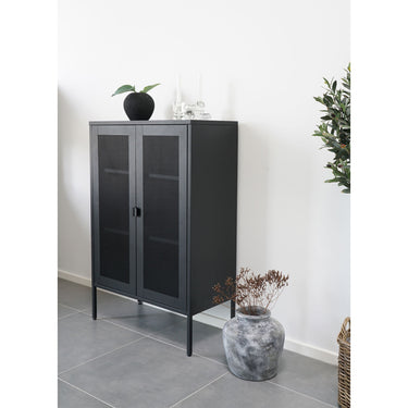 Display Cabinet – Steel Material, Mesh Doors, Black Colour, Industrial Airy – Melbourne | House Nordic