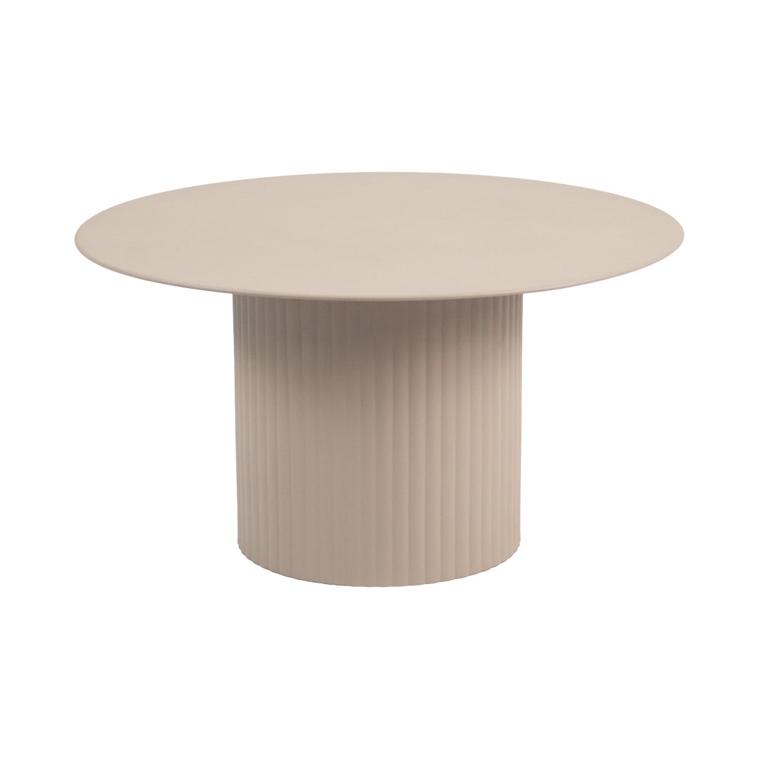 Beistelltisch – Metall Material, Geripptes Gestell, Beige Farbe, L - Tilo | Kick