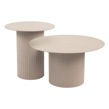Beistelltisch – Gerippte Oberfläche, Beiges Metall, Runde Form, L - Tilo | Kick Collection
