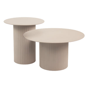 Beistelltisch – Metall Material, Geripptes Gestell, Beige Farbe, L - Tilo | Kick