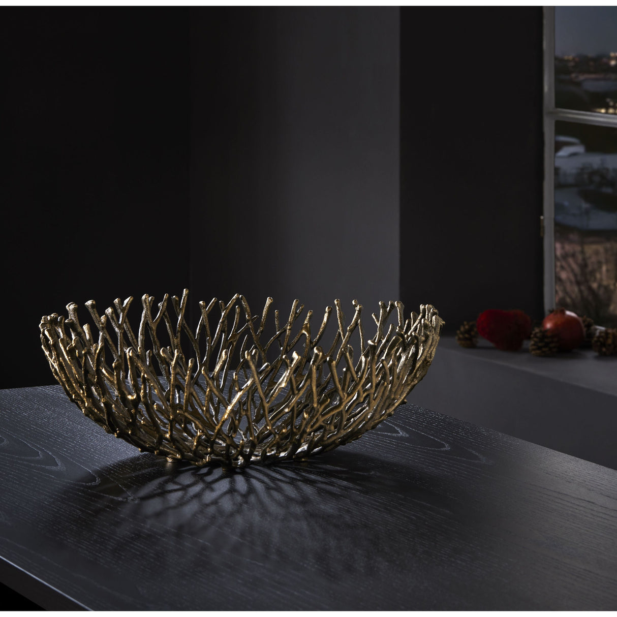 Schale – goldfarbenes Metall organisch verzweigte Struktur offene Kunst-Designoptik – Coral | Philippi