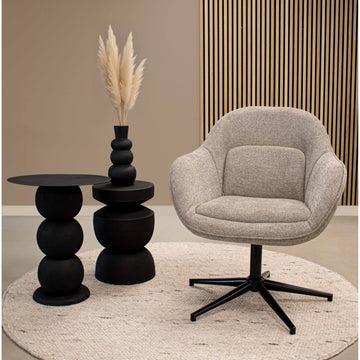 Beistelltisch – Schwarz Farbe, Geriffeltes Design, Skulpturale Form - Cis | Kick Collection