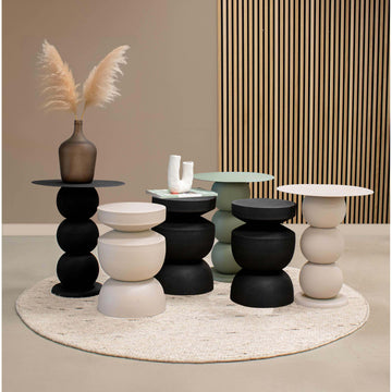 Beistelltisch – Schwarz Farbe, Geriffeltes Design, Skulpturale Form - Cis | Kick Collection