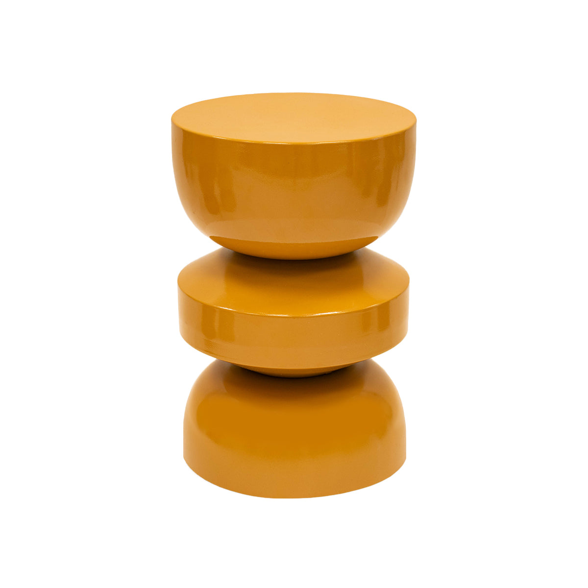 Beistelltisch – Ockergelbe Farbe, Glänzende Oberfläche, Skulpturales Design - Esra | Kick Collection