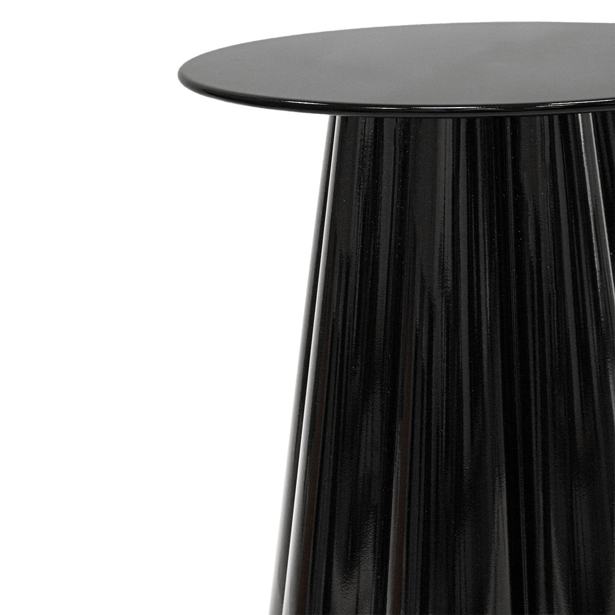 Beistelltisch – Skulpturales Blumendesign, Glänzende Oberfläche,  Schwarz Ton, M - Ida | Kick Collection