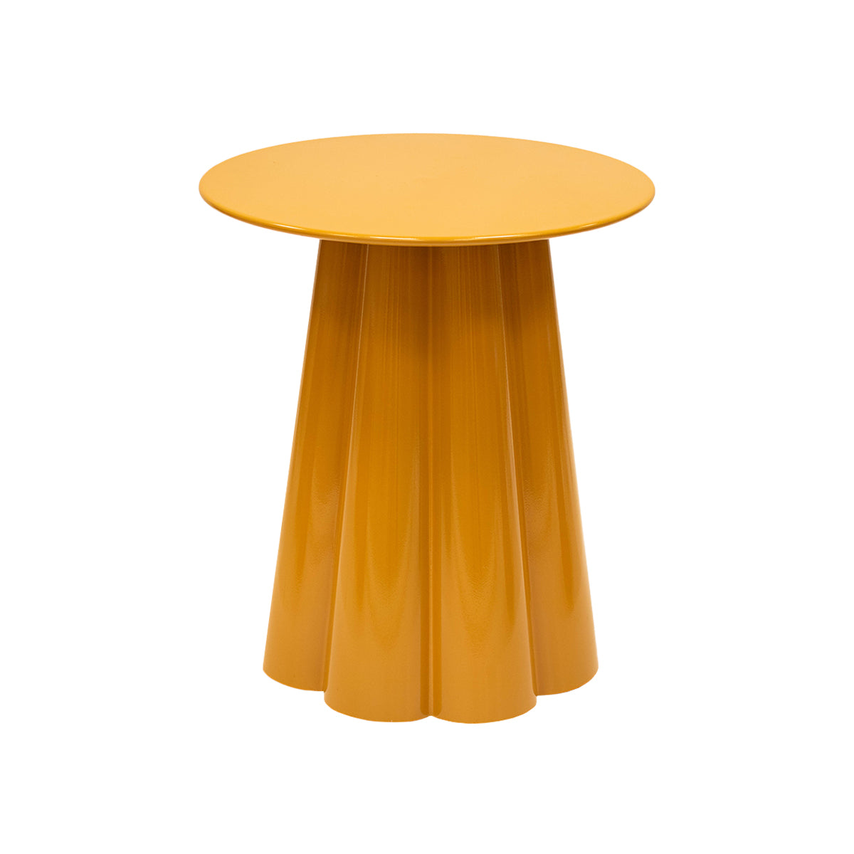Beistelltisch – Skulpturales Blumendesign, Glänzende Oberfläche, Ockergelber Ton, M - Ida | Kick Collection