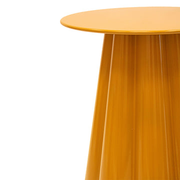 Beistelltisch – Skulpturales Blumendesign, Glänzende Oberfläche, Ockergelber Ton, M - Ida | Kick Collection