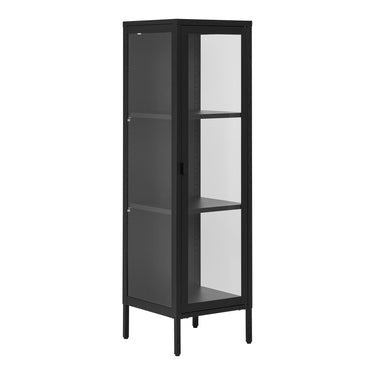 Vitrinenschrank – schwarzer Stahlrahmen, elegante Glastür, klare minimalistische Silhouette – Brisbane | House Nordic