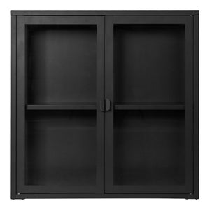 Vitrinenschrank – Schwarzer Stahl, zwei Glastüren, 80 cm hoch - Brisbane | House Nordic