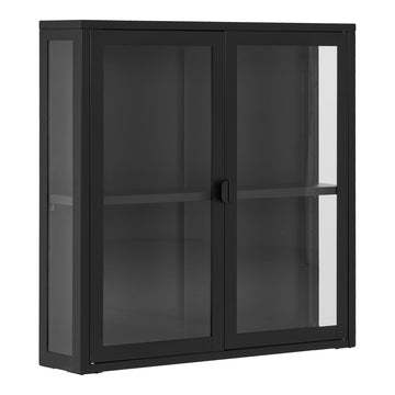Vitrinenschrank – Schwarzer Stahl, zwei Glastüren, 80 cm hoch - Brisbane | House Nordic