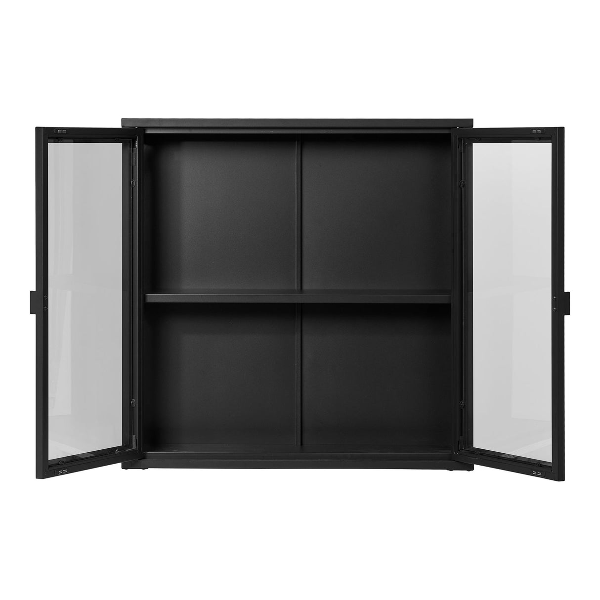 Vitrinenschrank – Schwarzer Stahl, zwei Glastüren, 80 cm hoch - Brisbane | House Nordic