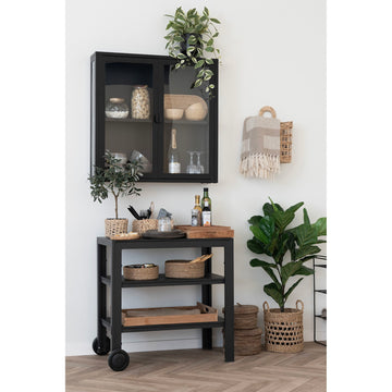 Vitrinenschrank – Schwarzer Stahl, zwei Glastüren, 80 cm hoch - Brisbane | House Nordic
