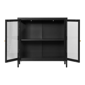 Display Cabinet – Two Glass Doors, Black Metal, Modern Design – Dalby | House Nordic