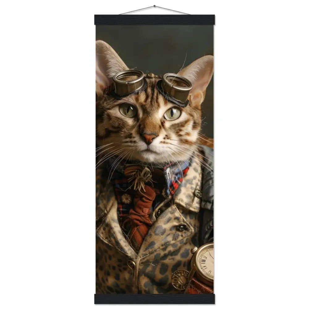School Poster - Savannah Cat, Steampunk Outfit, Glasses | St Tropez Art