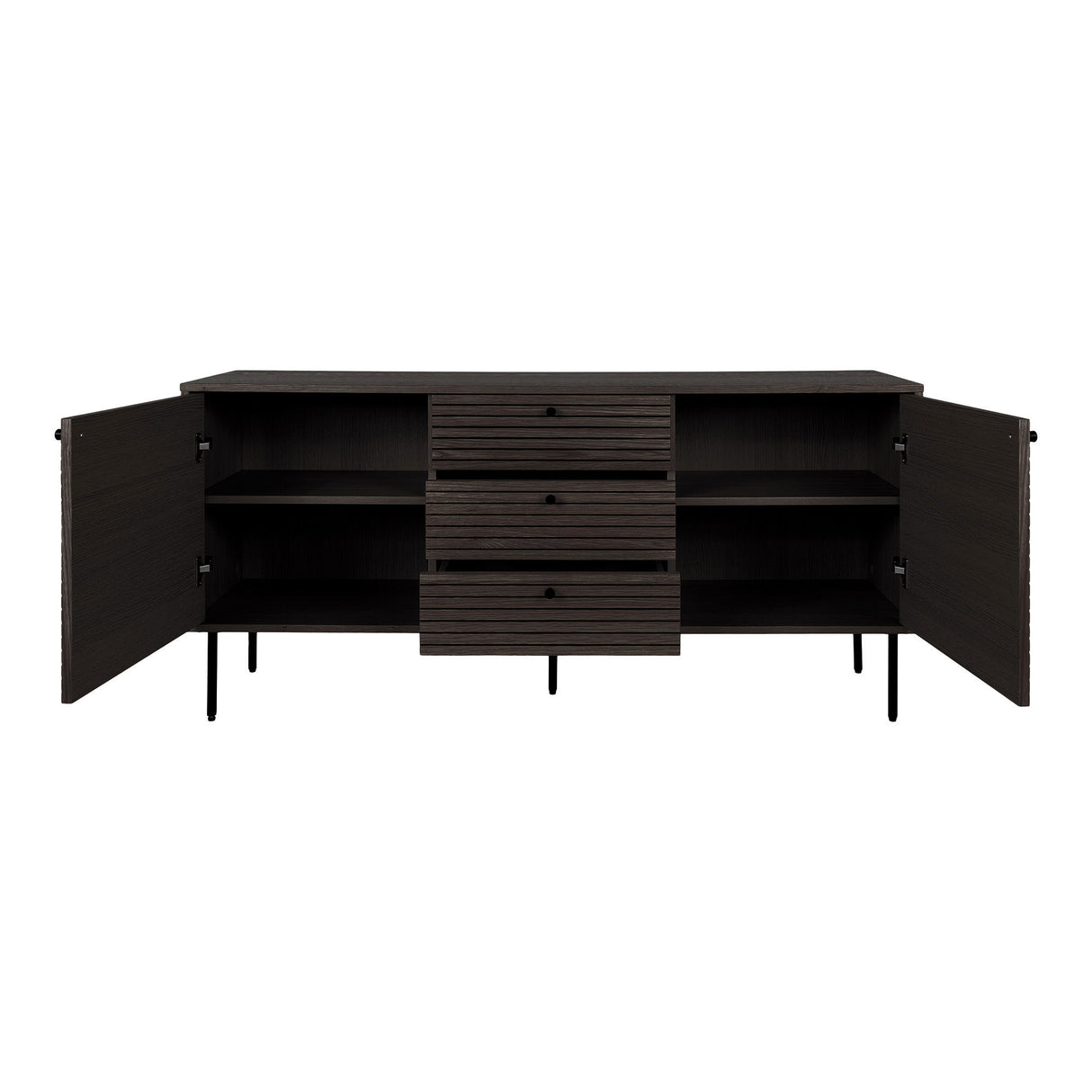Sideboard – Smoked Oak Veneer Metal, Three Drawers, Two Doors, Ample Storage – Kyoto | House Nordic