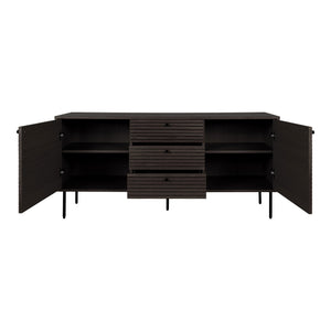 Sideboard – Smoked Oak Veneer Metal, Three Drawers, Two Doors, Ample Storage – Kyoto | House Nordic