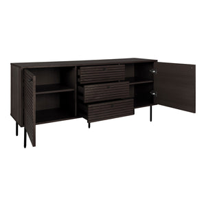 Sideboard – Smoked Oak Veneer Metal, Three Drawers, Two Doors, Ample Storage – Kyoto | House Nordic