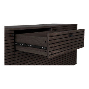 Sideboard – Smoked Oak Veneer Metal, Three Drawers, Two Doors, Ample Storage – Kyoto | House Nordic