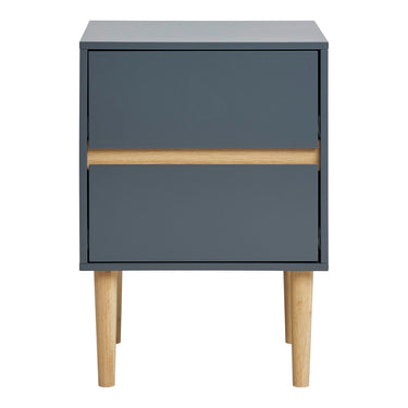 Side Table – Lacquered Wood, Two Drawers, Dark Grey Design – Bisley | House Nordic