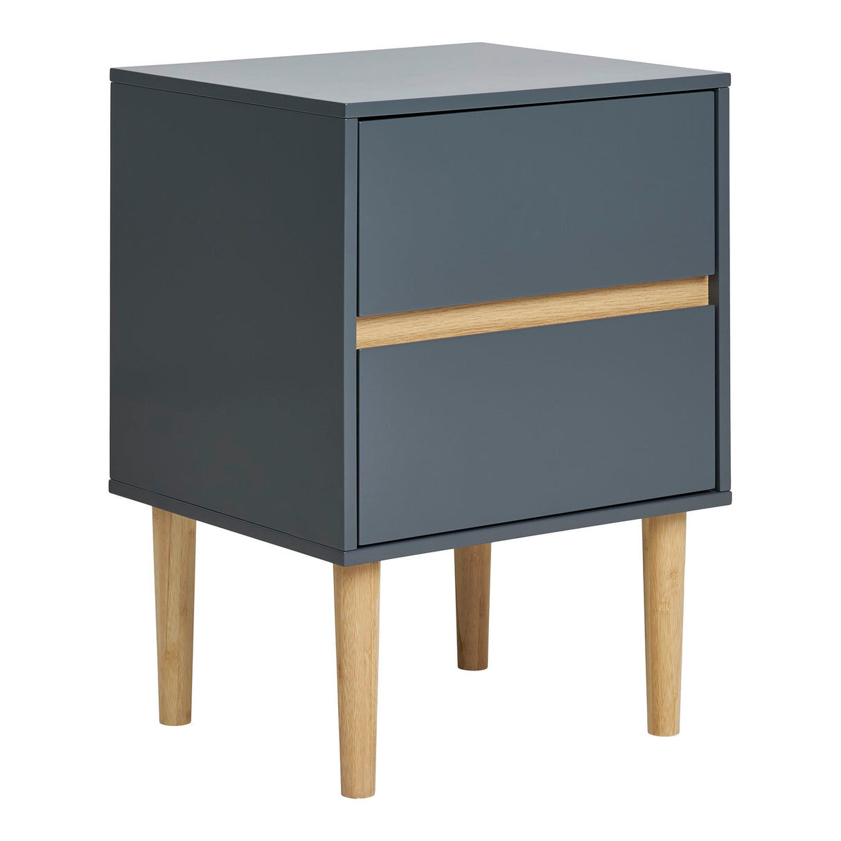 Side Table – Lacquered Wood, Two Drawers, Dark Grey Design – Bisley | House Nordic
