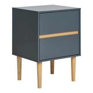 Side Table – Lacquered Wood, Two Drawers, Dark Grey Design – Bisley | House Nordic