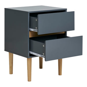 Side Table – Lacquered Wood, Two Drawers, Dark Grey Design – Bisley | House Nordic