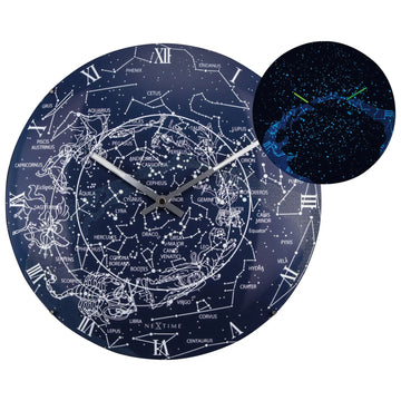 Wanduhr – Leuchtender Himmel, Gewölbtes Glas, Stilles Werk - Milchstraßenkuppel | NeXtime