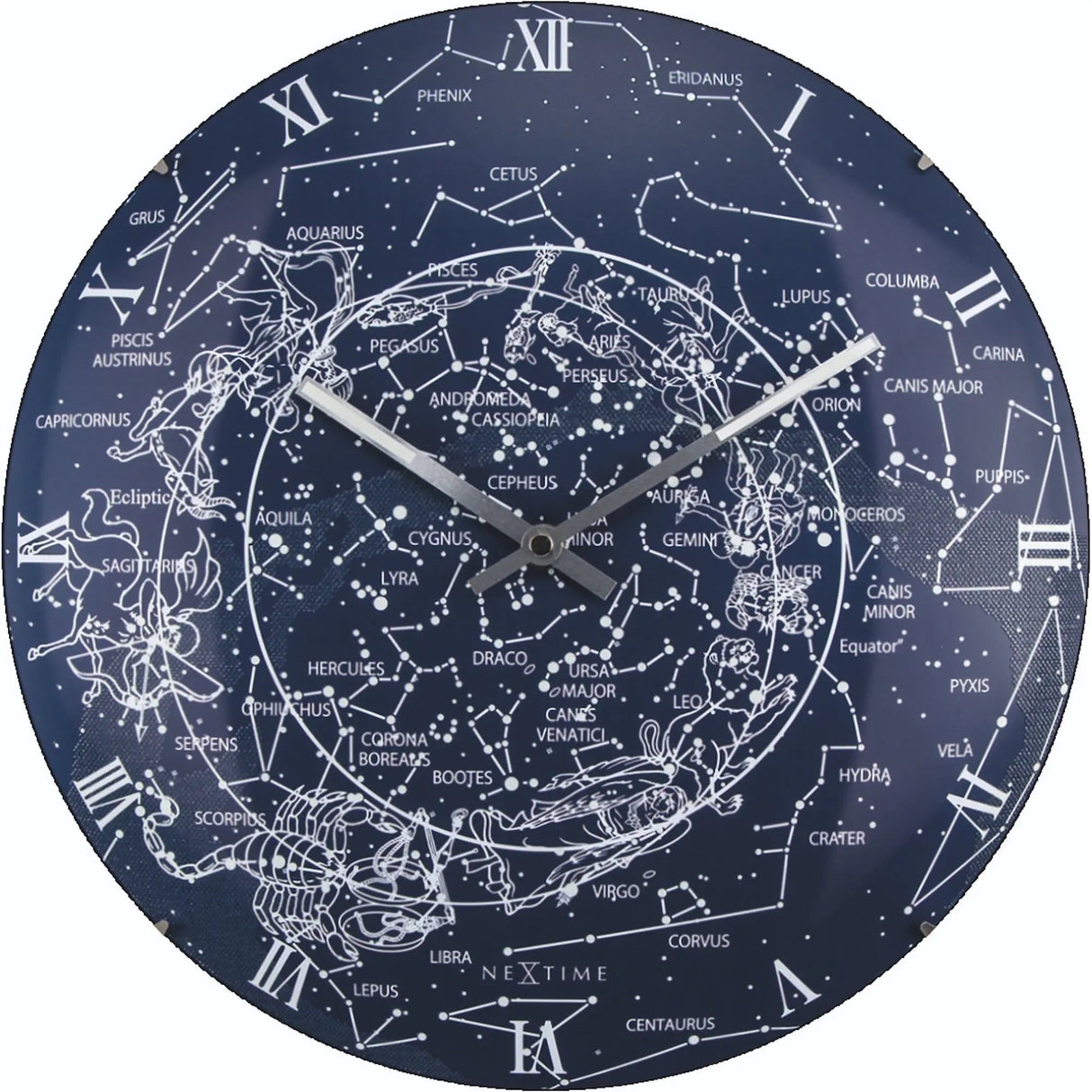 Wanduhr – Leuchtender Himmel, Gewölbtes Glas, Stilles Werk - Milchstraßenkuppel | NeXtime