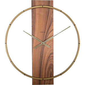 Wanduhr – Braunes Holz, Goldene Zeiger, Stilles Werk - Carl | NeXtime