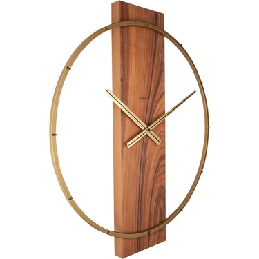 Wanduhr – Braunes Holz, Goldene Zeiger, Stilles Werk - Carl | NeXtime