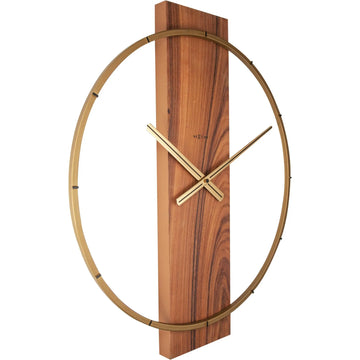Wanduhr – Braunes Holz, Goldene Zeiger, Stilles Werk - Carl | NeXtime