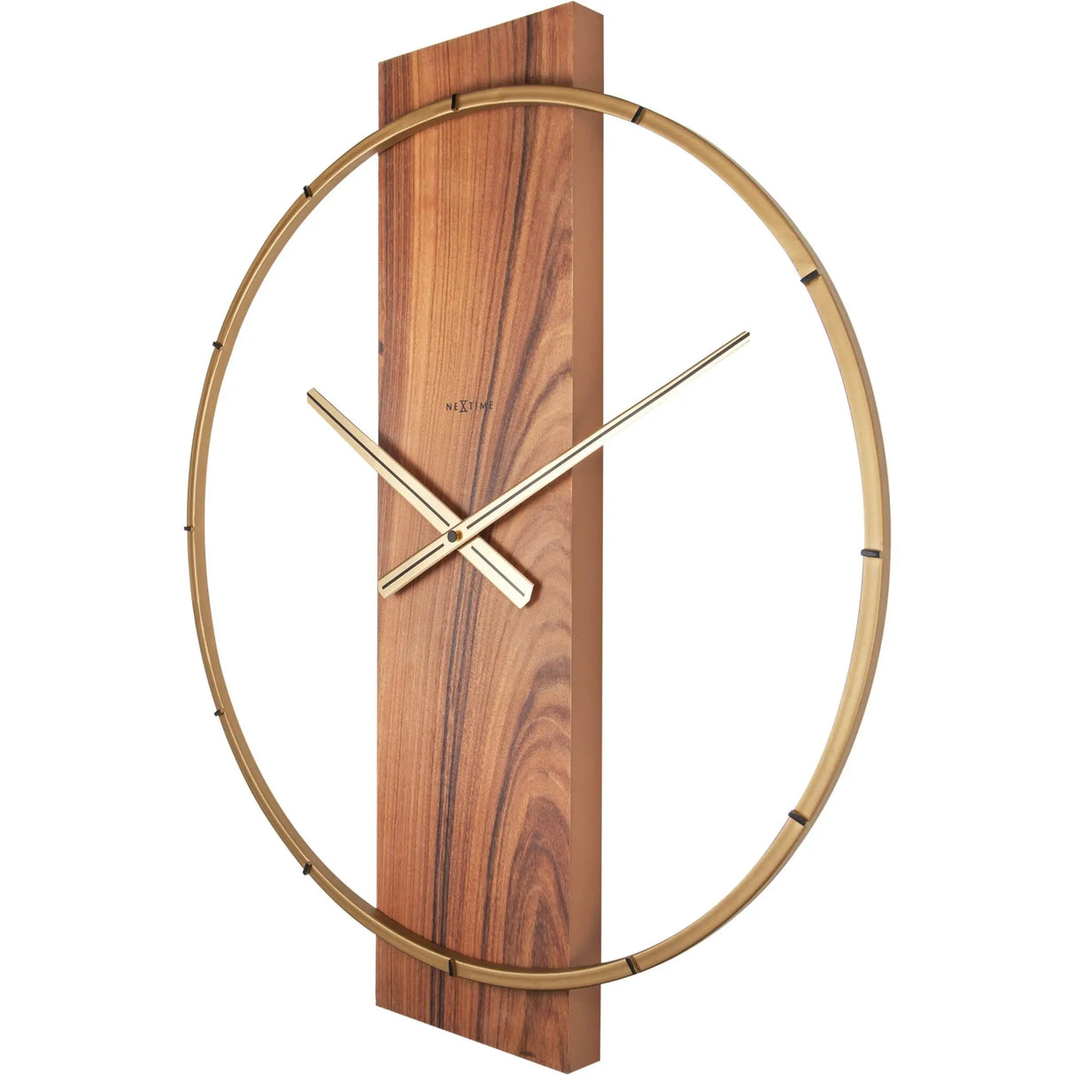 Wanduhr – Braunes Holz, Goldene Zeiger, Stilles Werk - Carl | NeXtime