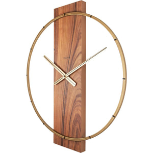 Wanduhr – Braunes Holz, Goldene Zeiger, Stilles Werk - Carl | NeXtime