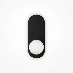 Wall light matt black, oval metal base, white opal glass dome, G9 28 W – Bao | Maytoni