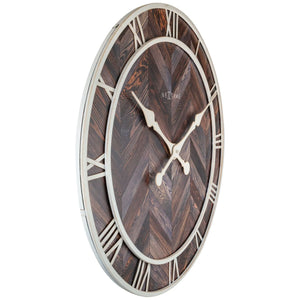 Wanduhr – Dunkles Holz, Römische Ziffern, Fischgrätmuster - Roman Vintage | NeXtime