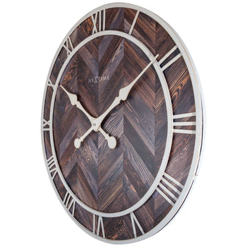 Wanduhr – Dunkles Holz, Römische Ziffern, Fischgrätmuster - Roman Vintage | NeXtime