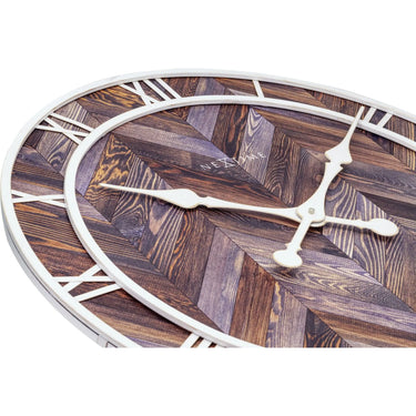 Wanduhr – Dunkles Holz, Römische Ziffern, Fischgrätmuster - Roman Vintage | NeXtime