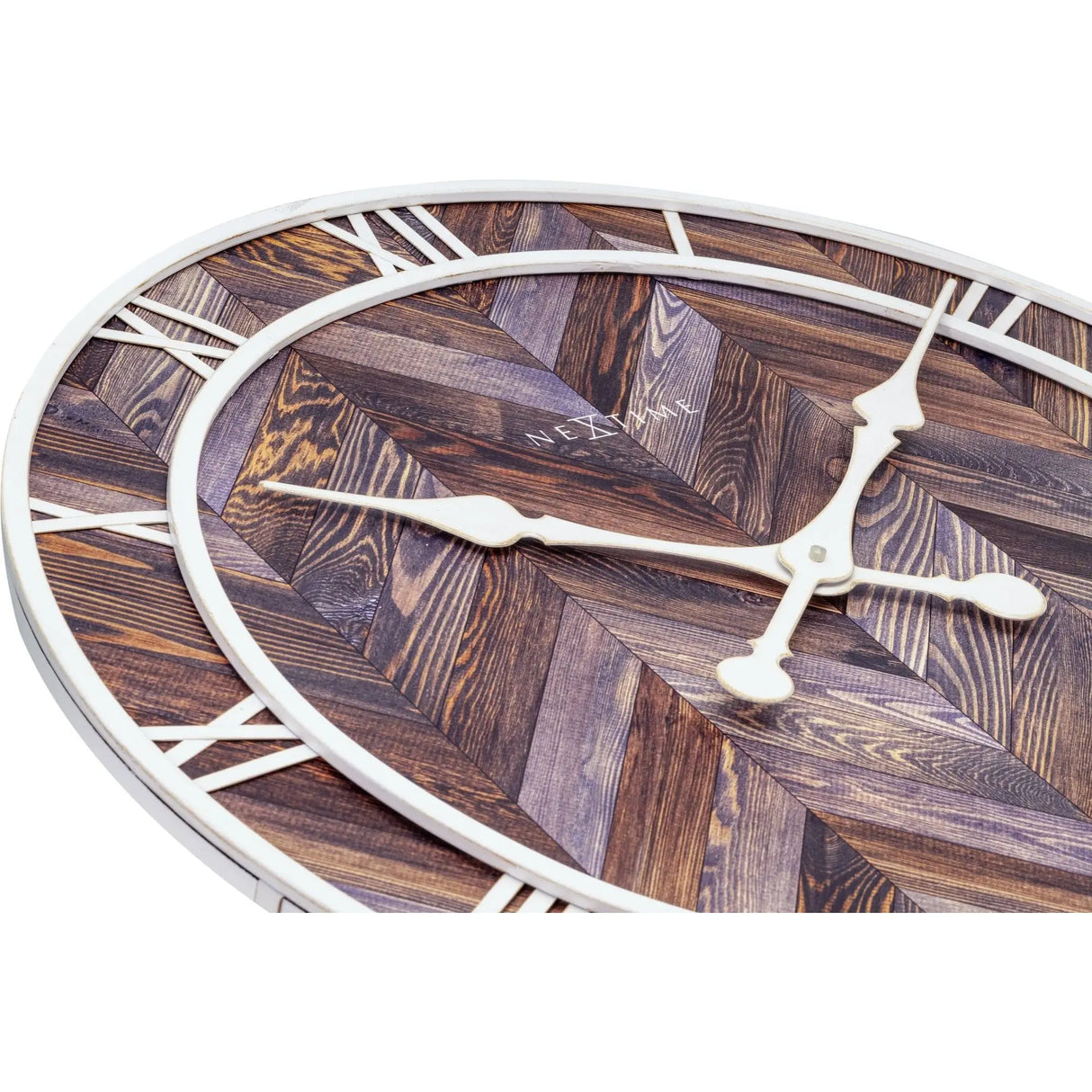 Wanduhr – Dunkles Holz, Römische Ziffern, Fischgrätmuster - Roman Vintage | NeXtime