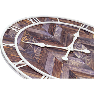 Wanduhr – Dunkles Holz, Römische Ziffern, Fischgrätmuster - Roman Vintage | NeXtime